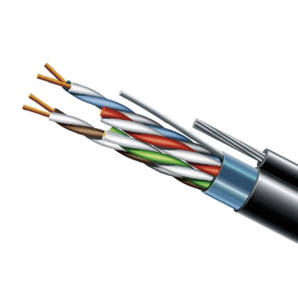 Звита пара Cat. 5e F/UTP PE 4х2х24 AWG + S. M. трос (к) (72113) 500 м ЗЗЦМ мідь вуличний з тросом