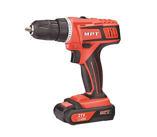 Дриль-шурупокрут акумуляторний MPT 21 В Li-ion 1.5 А·год 2 швидкості 0-400/1450 об./хв 10 мм 2 АКБ кейс