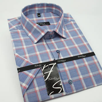 Сорочка чоловіча, приталена (Slim Fit), з коротким рукавом, Fabrik Style T997V4 100% бавовна M(Р)