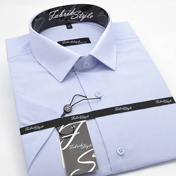 Сорочка чоловіча, приталена (Slim Fit), з коротким рукавом, Fabrik Style 14-4110A-2 ГОЛУБА 80% бавовна 20%