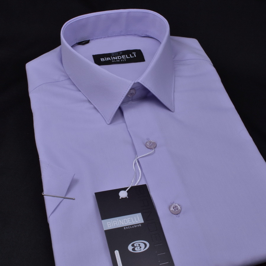 Сорочка чоловіча, приталена (Slim Fit), з коротким рукавом, Birindelli 16-23 80% бавовна 20% поліестер M(Р)