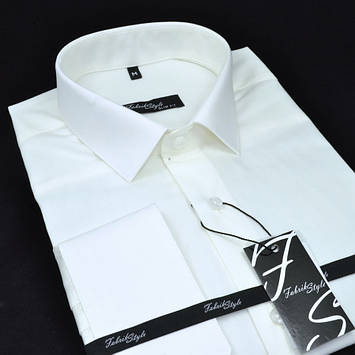 Сорочка чоловіча, прямого покрою, з довгим рукавом, Fabrik Style Classic молочна 80% бавовна 20% поліестер