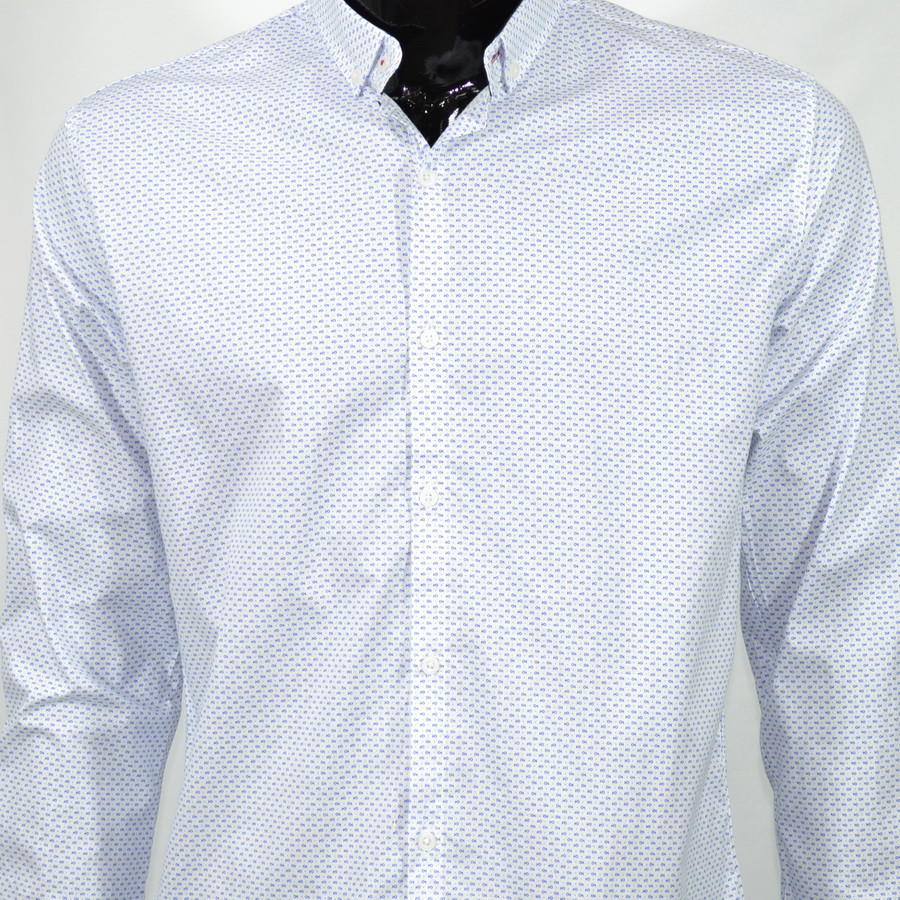 Сорочка чоловіча, приталена (Slim Fit), з довгим рукавом, Bagarda BG6703 WHITE 93% бавовна 7% еластан M(Р)