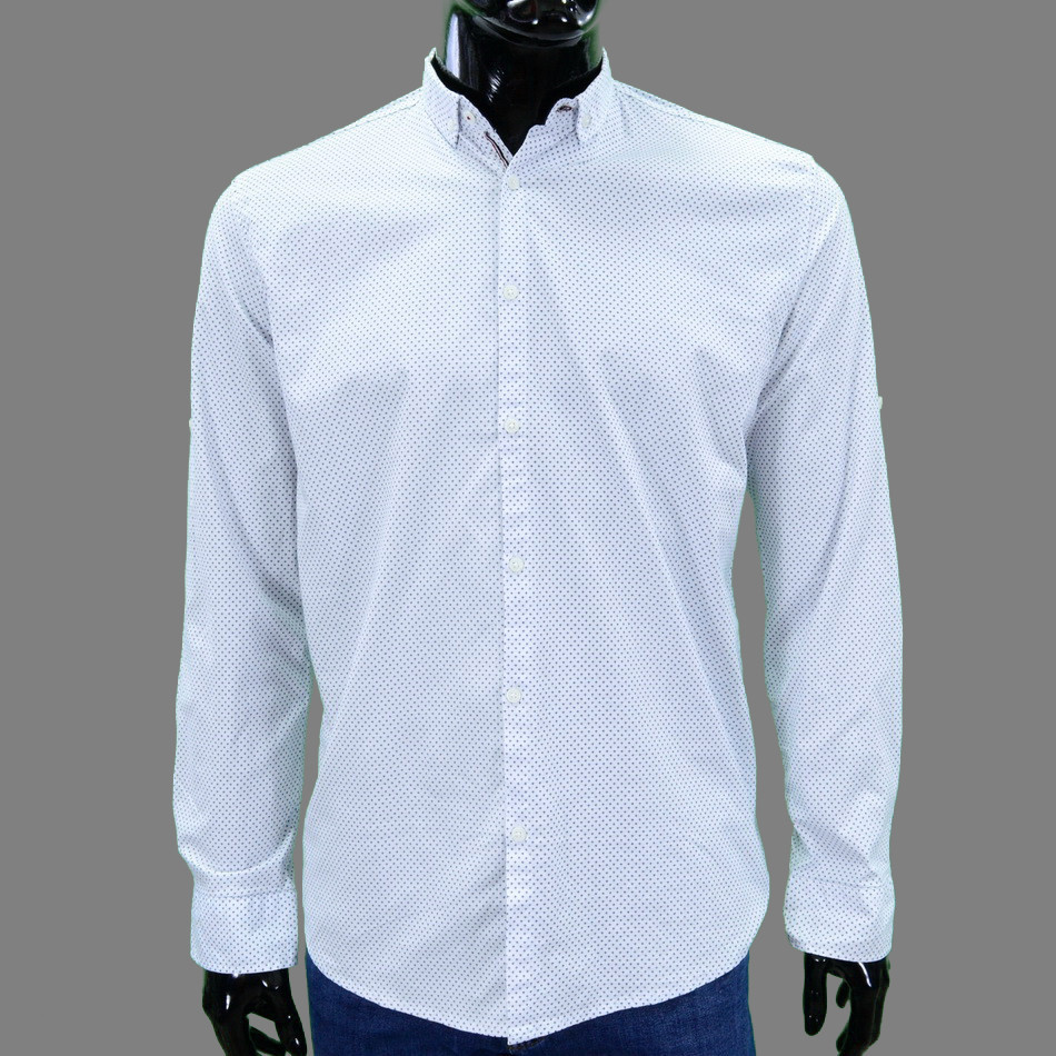 Сорочка чоловіча, приталена (Slim Fit), з довгим рукавом, Bagarda BG6706 WHITE 93% бавовна 7% еластан M(Р)