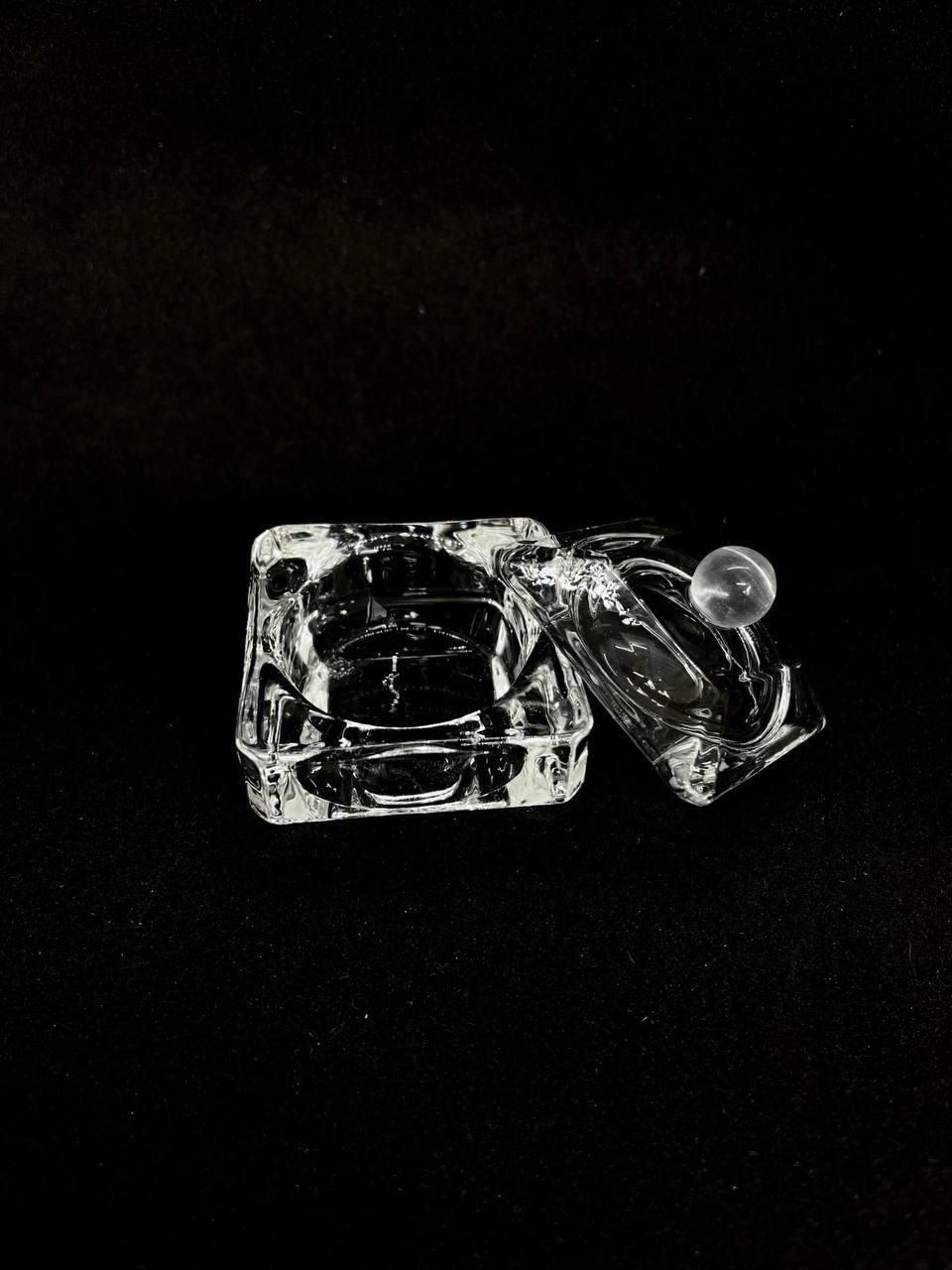 Стаканчик скляний з кришкою для мономеру квадрат