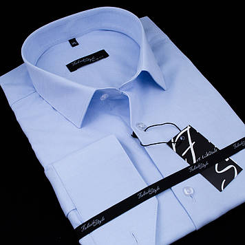 Сорочка чоловіча, приталена (Slim Fit), з довгим рукавом, Fabrik Style 90405 ГОЛУБА 100% бавовна 4XL(Р)
