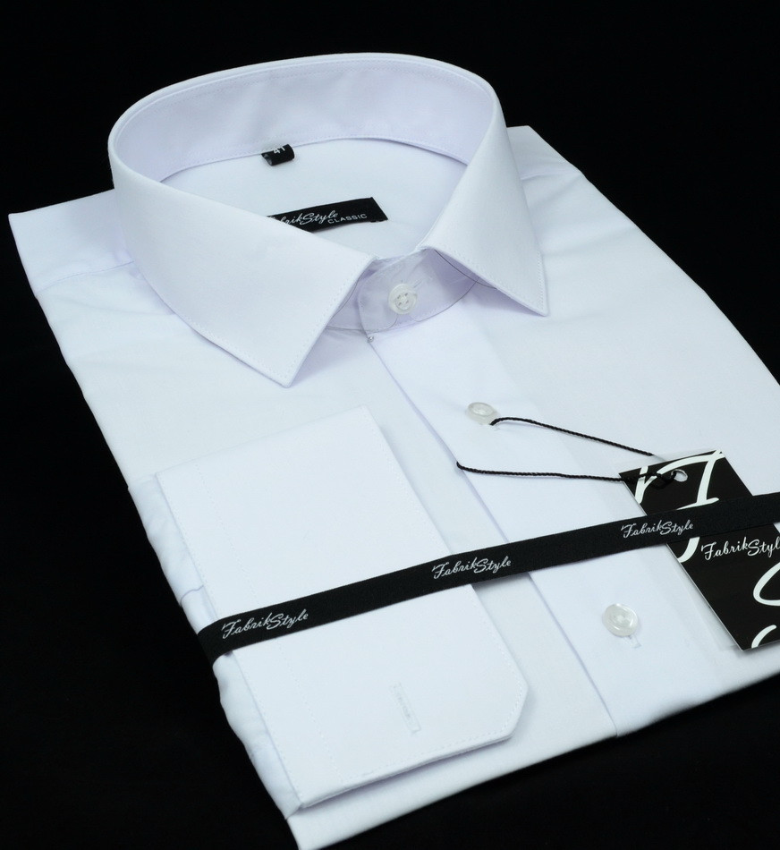 Сорочка чоловіча, прямого крою з довгим рукавом Fabrik Style Classic біла 80% бавовна 20% поліестер 41(Р)