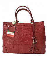 Кожаная красная сумка с принтом под крокодила Oriana, Италия, цвета в ассортименте