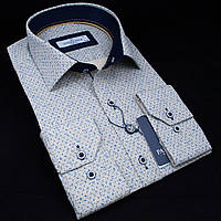 Рубашка мужская, приталенная (Slim Fit), с длинным рукавом, FITMENS 1953-04 97% хлопок 3% эластан M(Р)