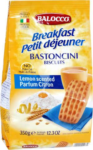 Печиво до сніданку з ароматом лимона БЕЗ ПАЛЬМОВОГО МАСЛА Bastoncini Balocco 350 г Італія - фото 1 - id-p1683205196