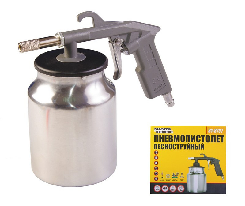 Пістолет піскоструминний MASTERTOOL Ø 6 мм 320-420 л/хв 10 барів НБ 1000 мл 81-8707