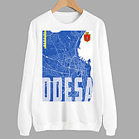 Світшот білий з патріотичним принтом "Міста України. Одеса. Odesa" Push IT