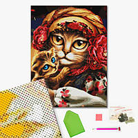 Алмазна мозаїка на дерев'яному підрамнику 40х50 "Сім я кошенят © Марина Пащук" DBS1037