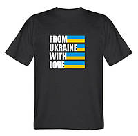 Футболка unisex з принтом написом ''From Ukraine With Love'' Чорна тканина бавовна 100% розміри S-XXL