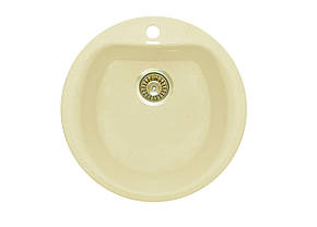 Кругла кухонна мийка Granitika Round Bevel RB515120 крем 51х51х20, фото 3