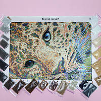 СЛ-3166 Золотой леопард, набор для вышивки бисером картины