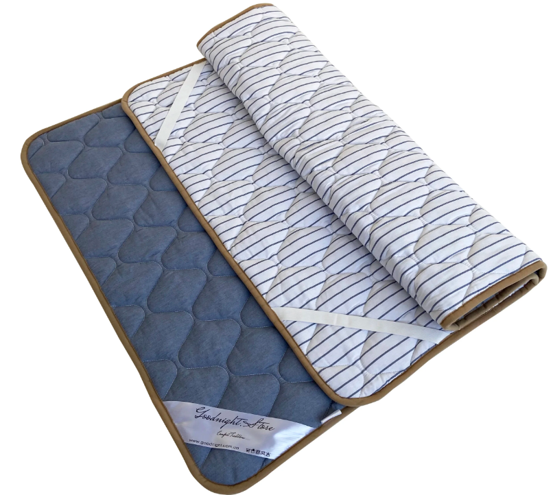 Наматрацник з вовни мериносів Синій/Смужки 220х200, фото 1