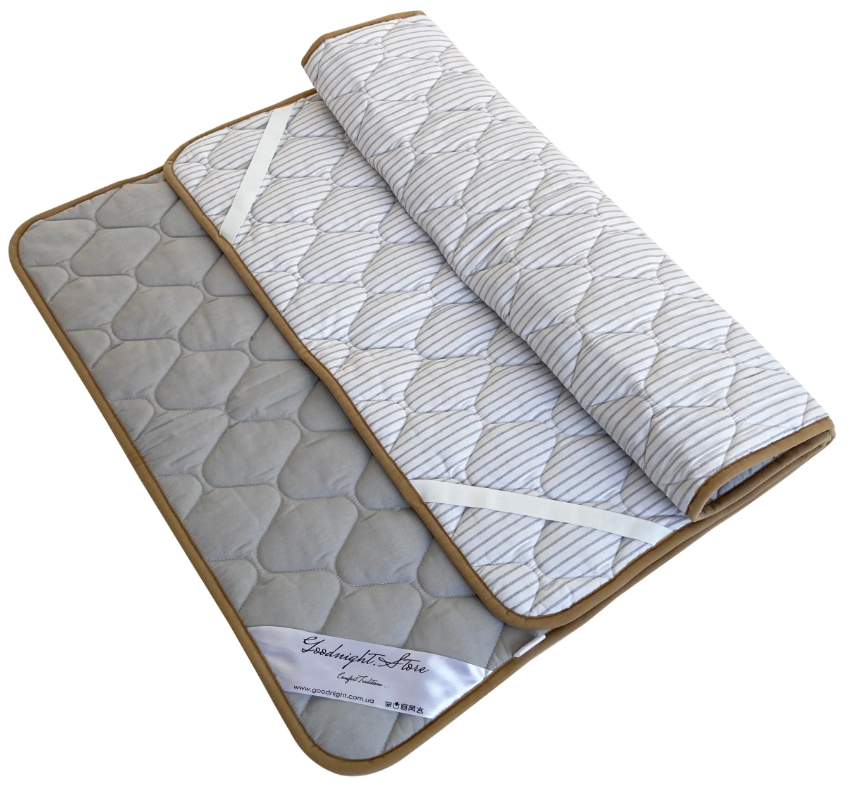 Наматрасник з вовни мериносів Сірий/Смужки 220х200, фото 1