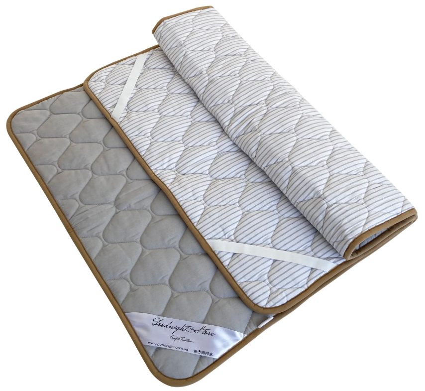 Наматрасник з вовни мериносів Сірий/Смужки 100х200, фото 1