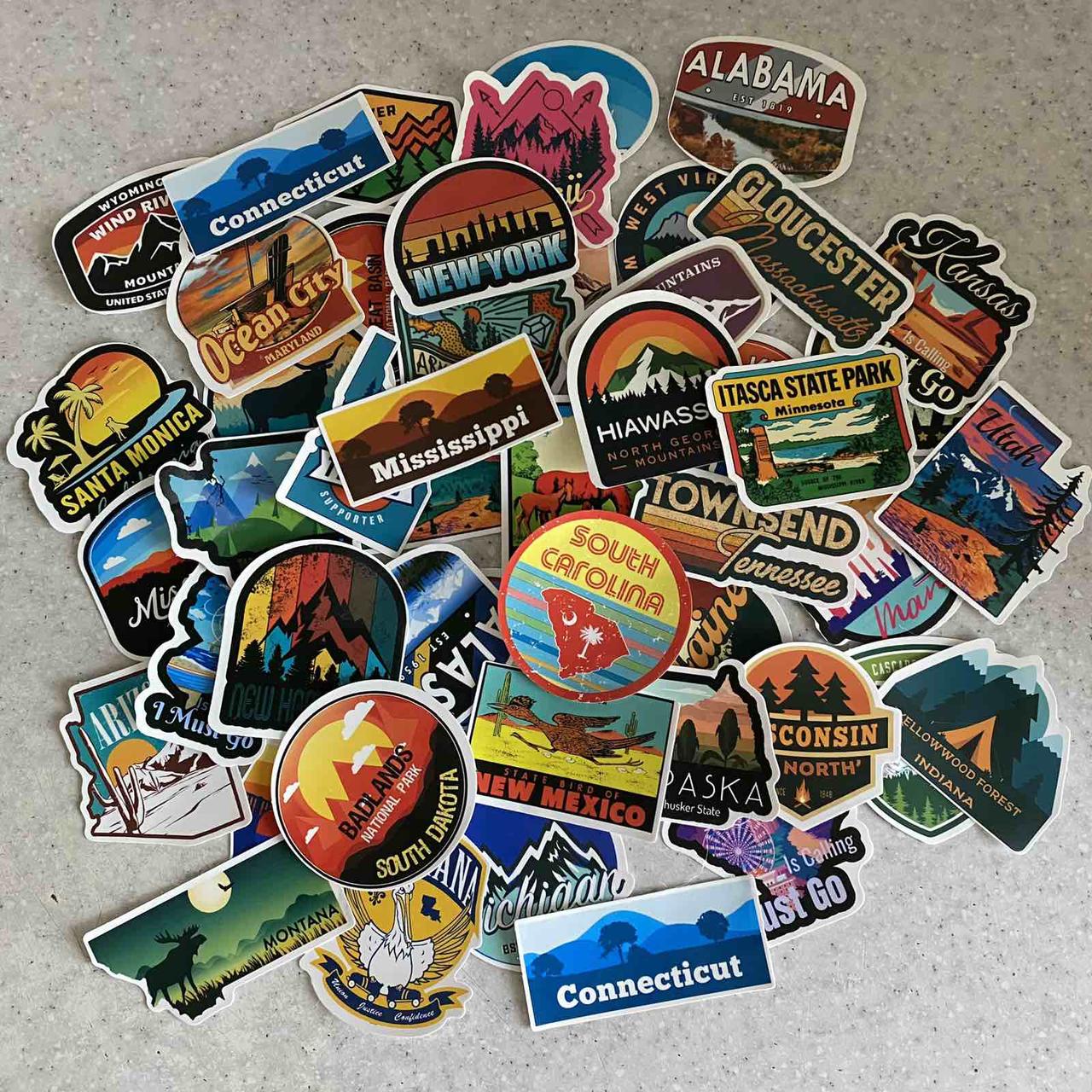 Набір вінілових наклейок стикерів США Стікербомбінг на автотелефон 50 шт.