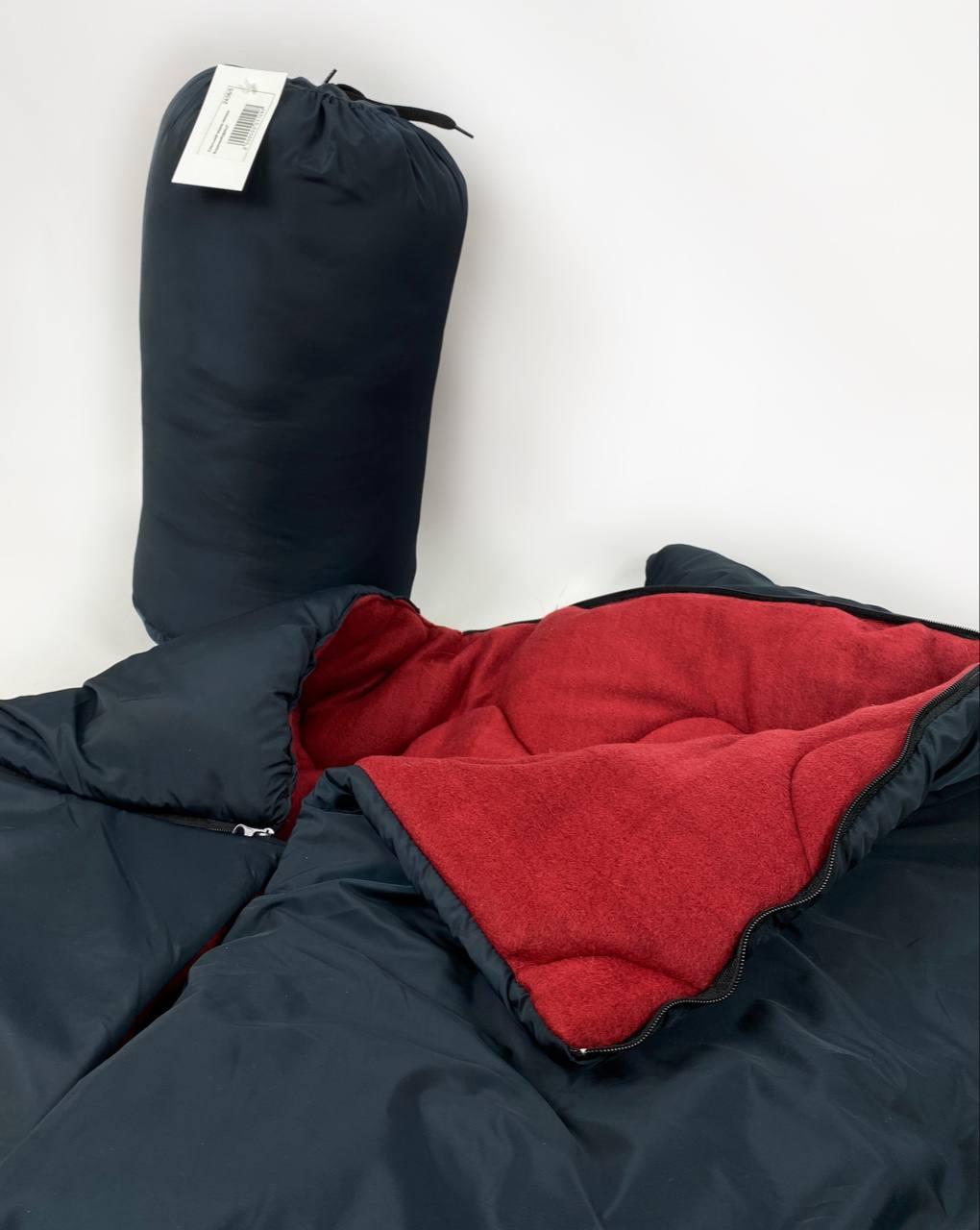 Спальный мешок синтепон+флис бордовый с застежкой сбоку - фото 3 - id-p1683277648