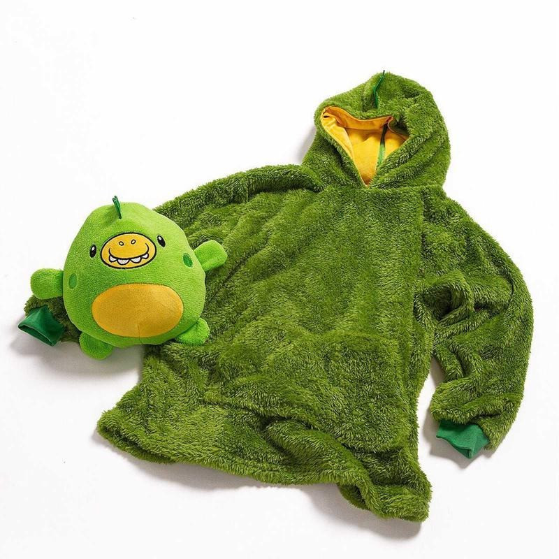 Детский плед худи с капюшоном Huggle Pets Hoodie 2 в 1 Зеленый дракончик, толстовка мягкая игрушка (TO) - фото 2 - id-p1683281204