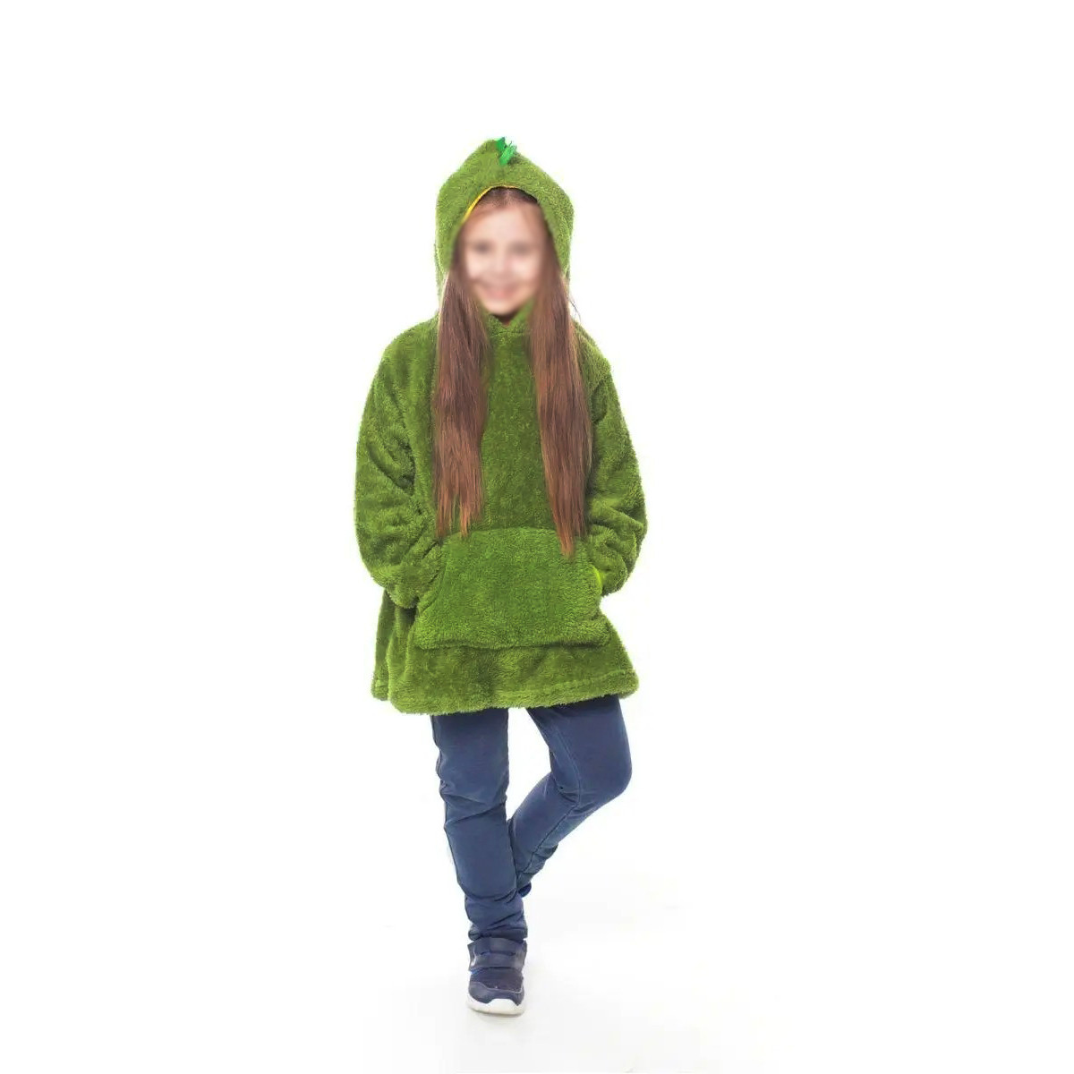 Детский плед худи с капюшоном Huggle Pets Hoodie 2 в 1 Зеленый дракончик, толстовка мягкая игрушка (TO) - фото 4 - id-p1683281204