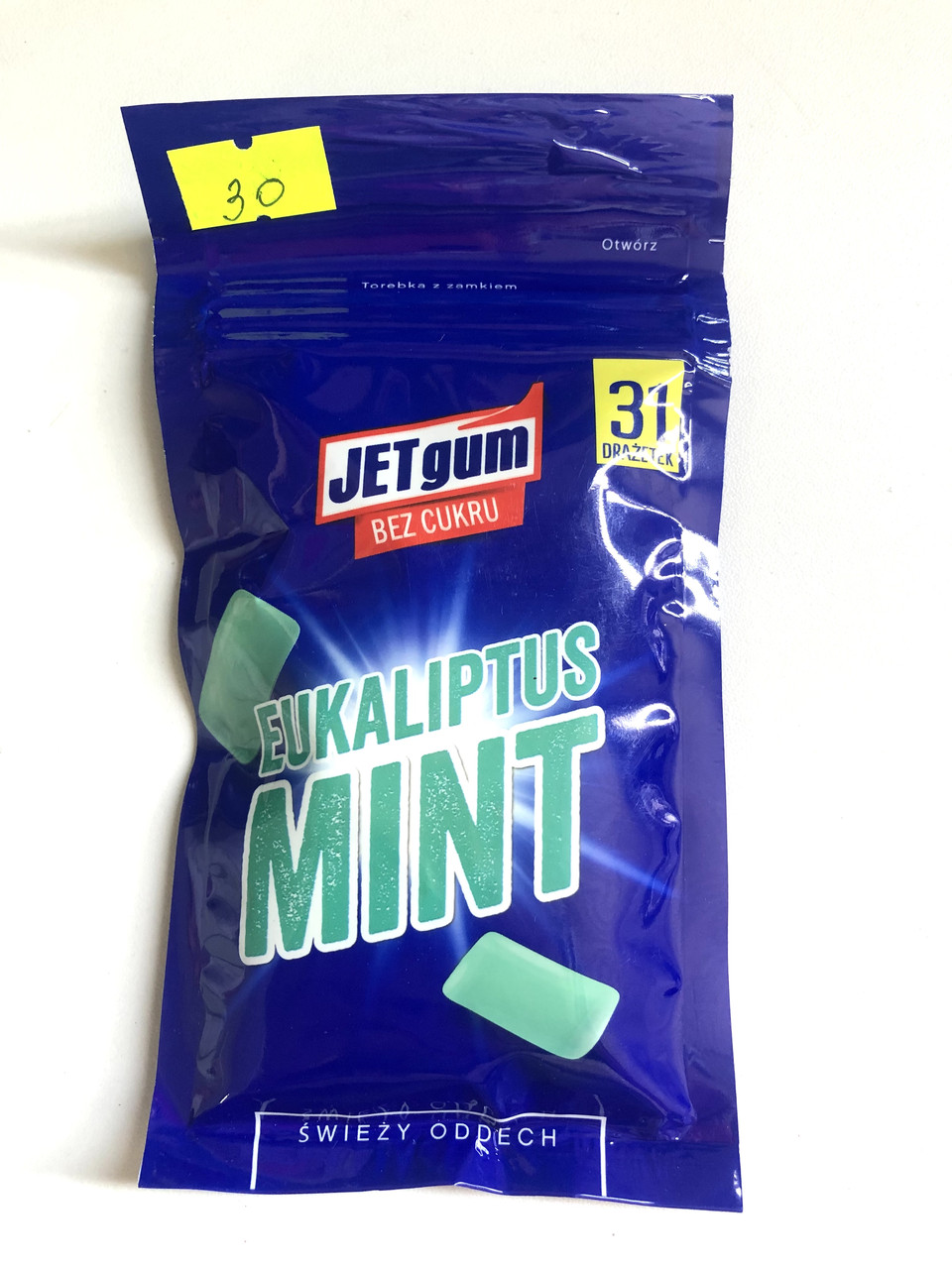 Жувальні гумки Jet gum bez cukru EUKALIPTUS MINT, 31 шт.