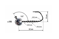 Джиг-головка Днипро-Свинец Barbarian с пружиной №1/0 3г (3шт/уп)