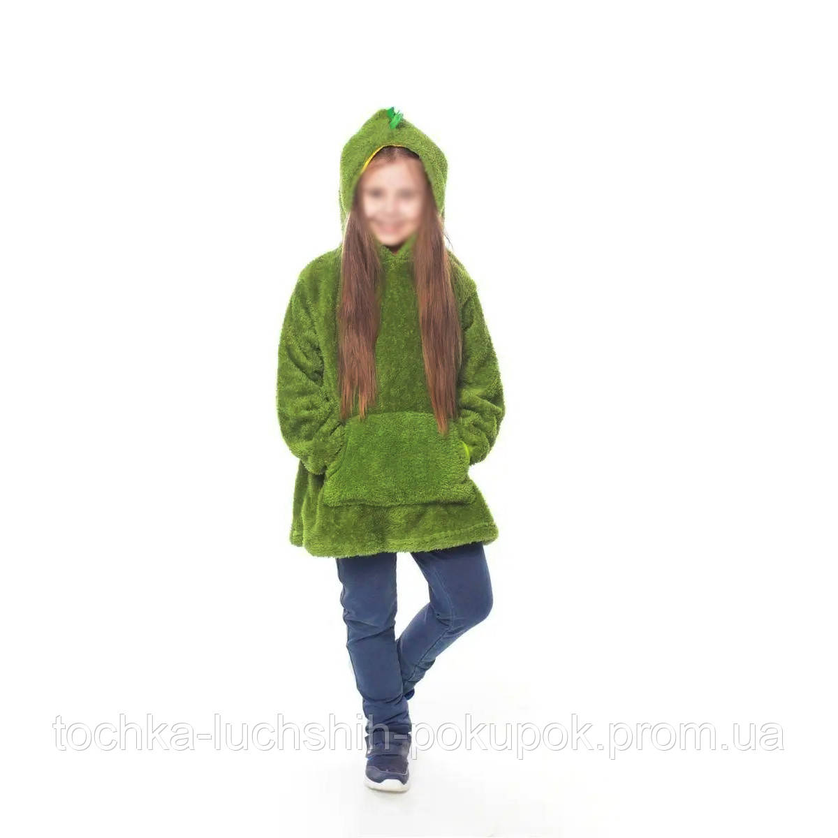 Детский плед худи с капюшоном Huggle Pets Hoodie 2 в 1 Зеленый дракончик, толстовка мягкая игрушка (TL) - фото 4 - id-p1683289881
