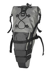 Сумка підсідельна туристична Green Cycle Roll Top, 11л, сіра з чорним