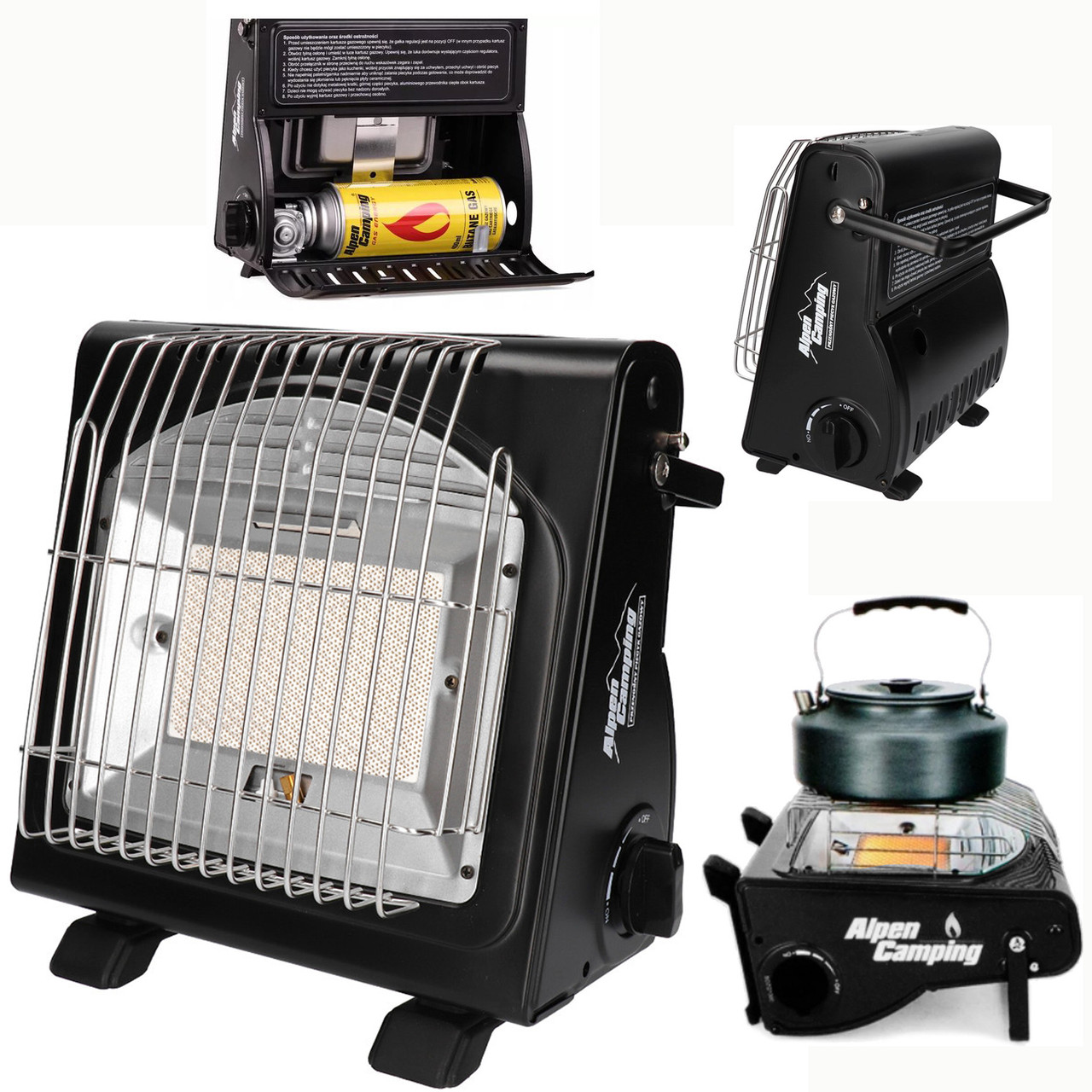 Портативний газовий обігрівач (функція плита) Alpen Camping, фото 1