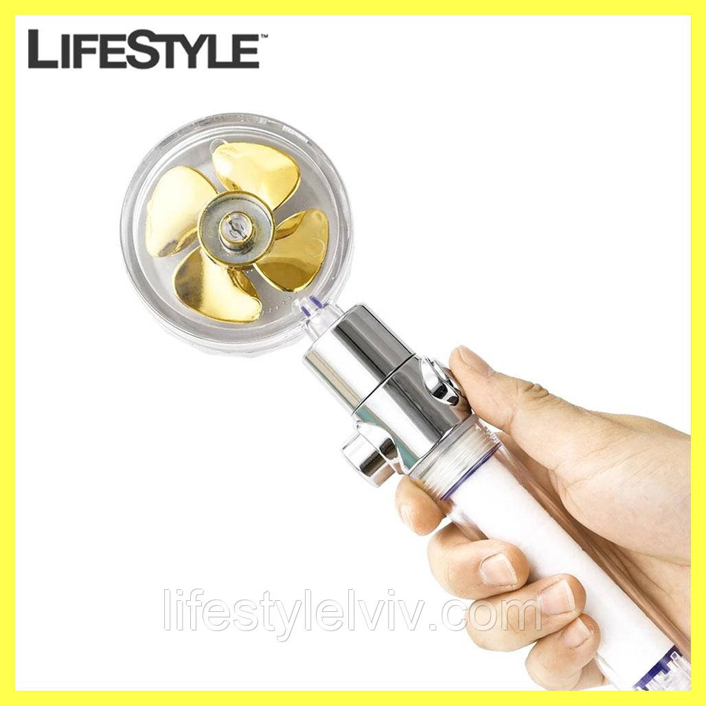 Лійка для душу з турбо обертанням, колір Рандом / Водозберігаюча насадка для душу, що обертається на 360 градусів, фото 1