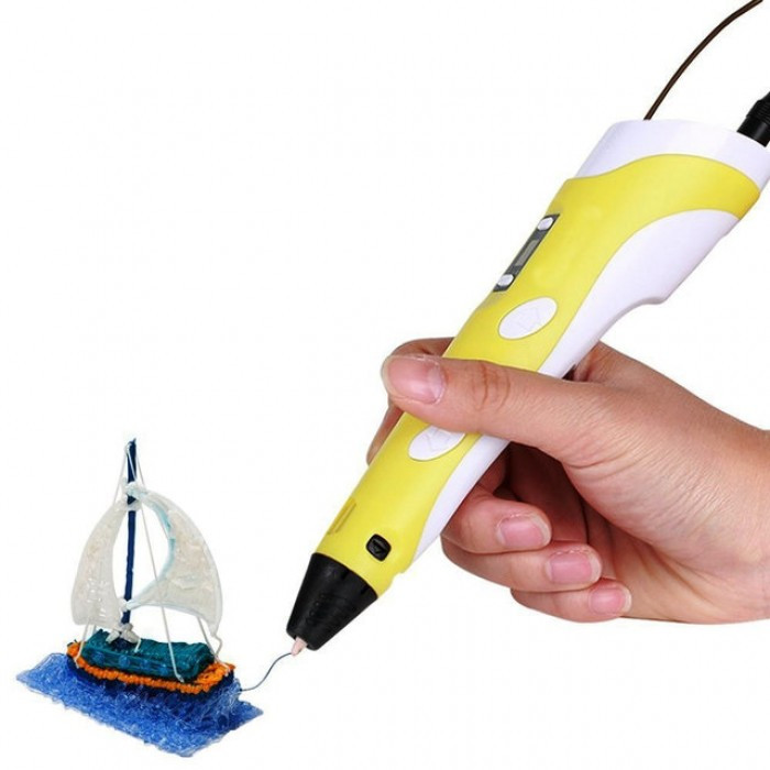 3D Ручка Pen2 MyRiwell для рисования пластиком с LCD дисплеем Жёлтая - фото 1 - id-p1683306990