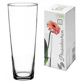 Ваза скляна Pasabahce Флора h-26 см циліндр-конус 43177