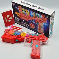 Прозорий інтерактивний іграшковий пістолет із липучками Червоний Gear Light Gun ABC