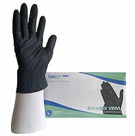 Care365 Synmax Винил-нитриловая перчатка, без пудры, цвет Черный уп. 100шт (50пар), Размер М