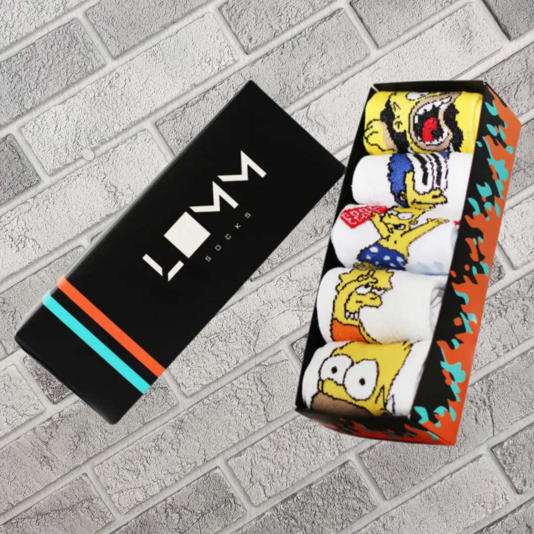 Набір шкарпеток ONE SIZE демісезонні висока гумка в подарунковій коробці (5 пар) №71 SIMPSONI BOX 30032952, фото 1