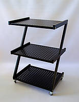 Тележка черная косметологическая металлическая этажерка Помощник для BEAUTY салона столик на колесиках