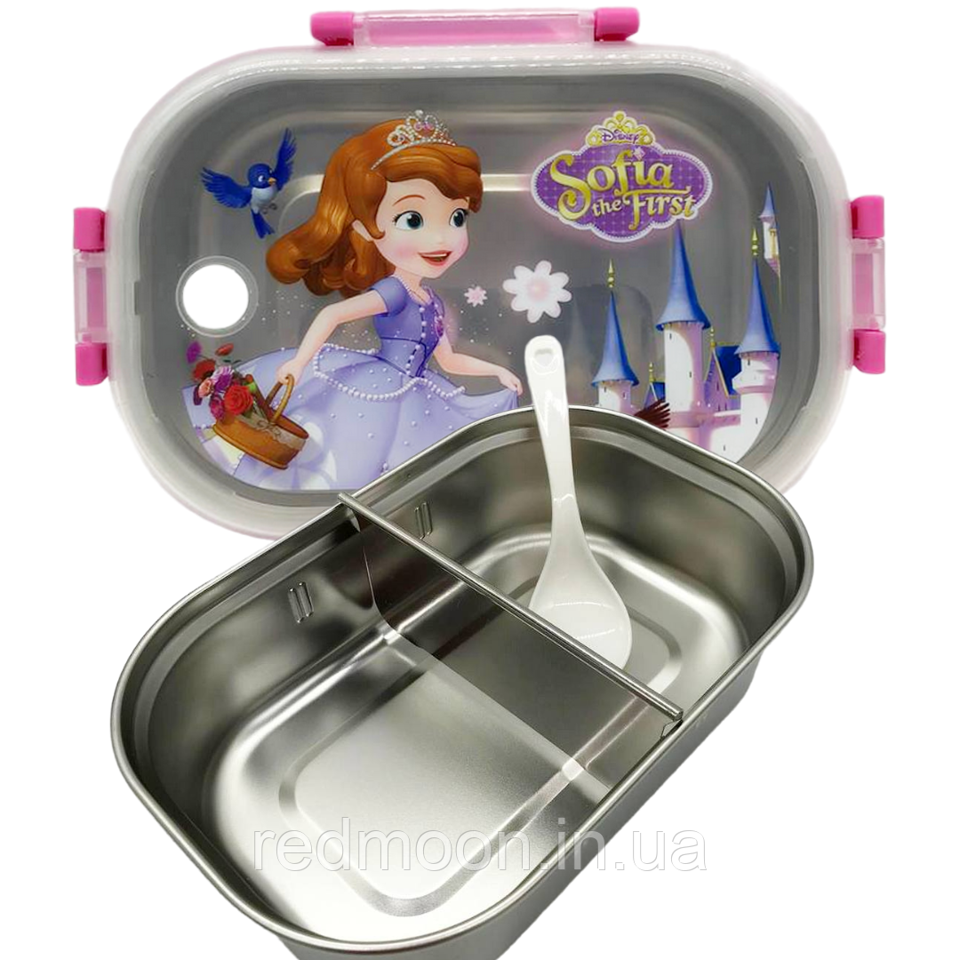 Ланч-бокс 700 мл Sofia The First, Рожевий / Бокс для їжі з відділеннями Софія / Контейнер для обідів