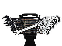 Набор ключей комбинированных шарнирно-трещоточных 8 предметов GEKO G10338 Слесарный инструмент 8-22мм Poland