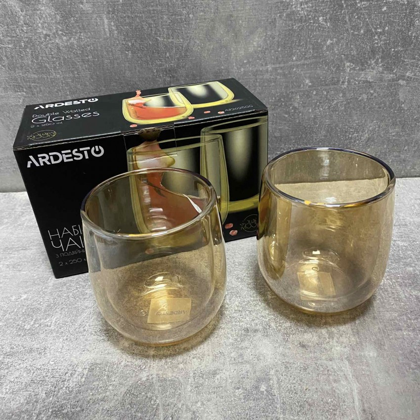 Набір склянок з подвійними стінками 2 шт. 250 мл Ardesto Golden Moon AR2625GG