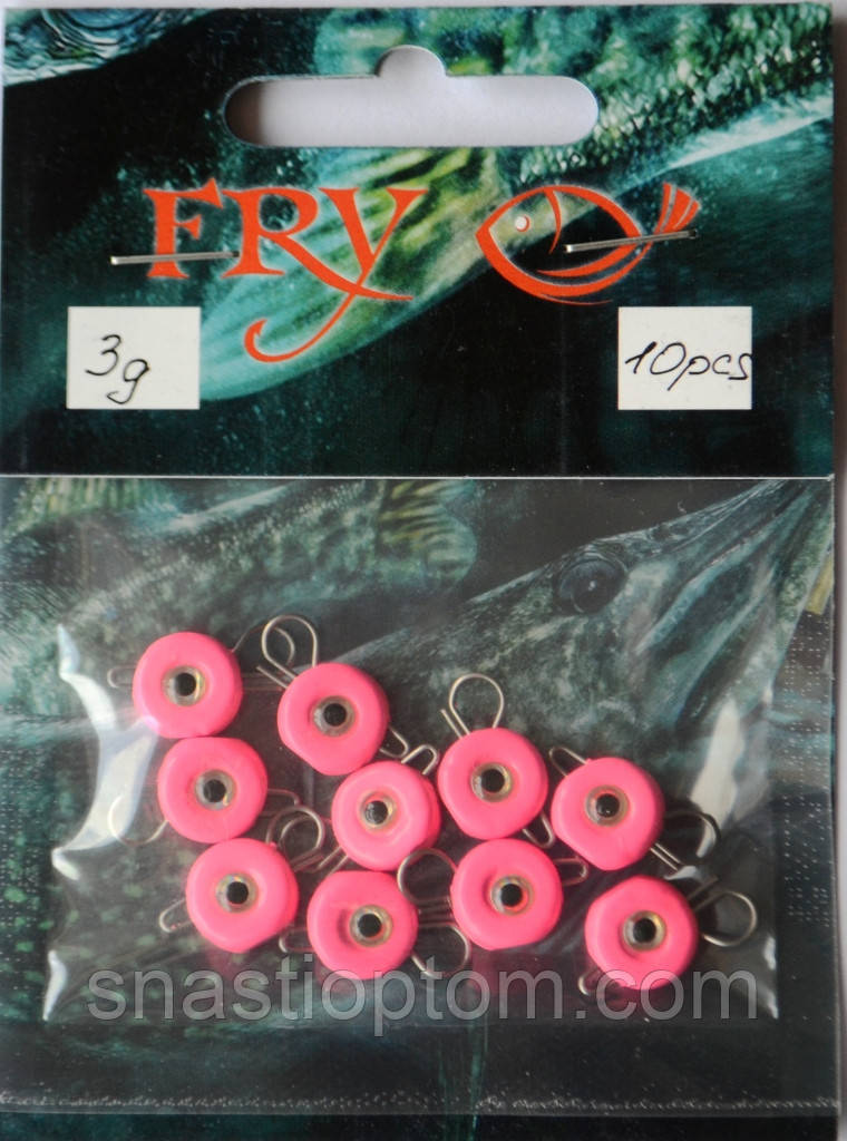 Вантаж для риболовлі вухатий таблетка (ексцентрик) колір Silvereyes Pink, вага 3гр (10шт/уп)