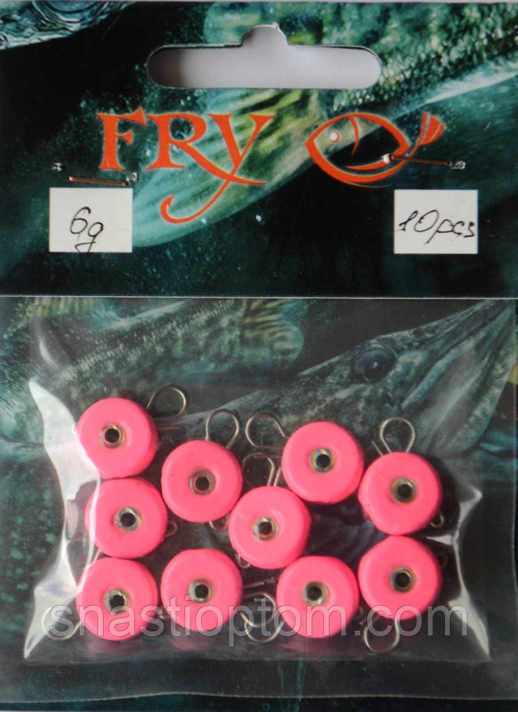 Грузило рибальське вухатий таблетка (ексцентрик) колір Silvereyes Pink, вага 6гр (10шт/уп)