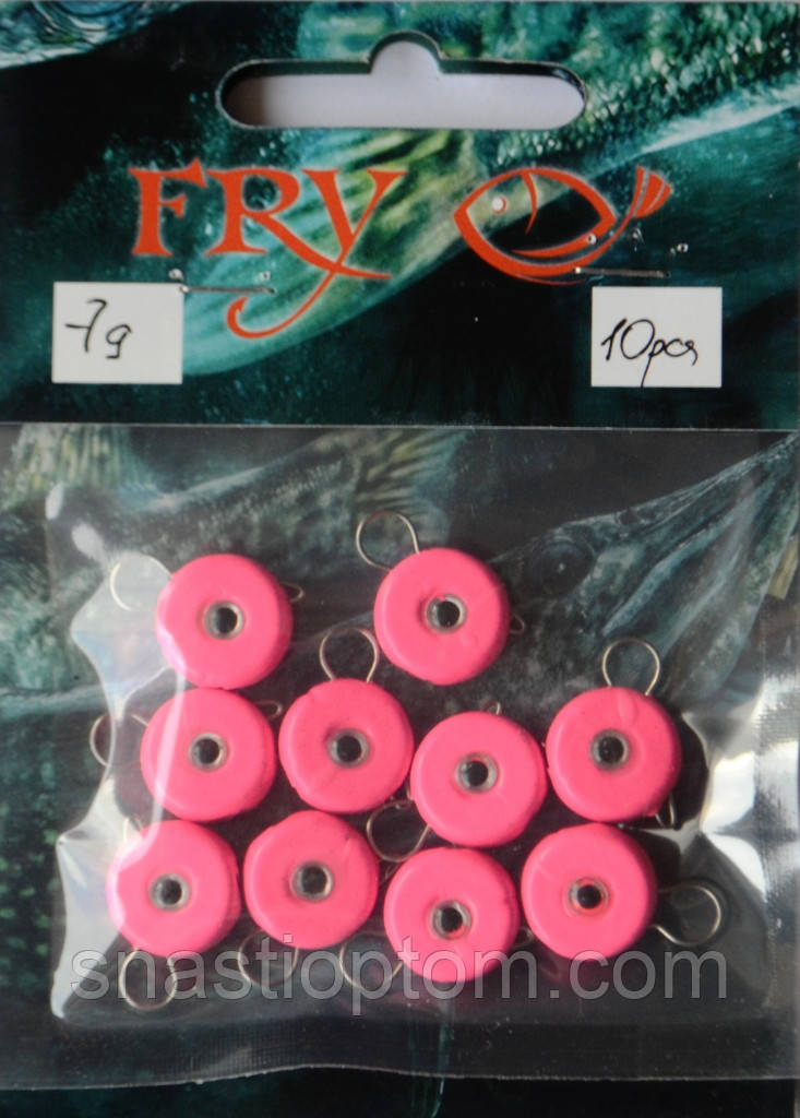 Грузило для риболовлі вухатий таблетка (ексцентрик) колір Silvereyes Pink, вага 7гр (10шт/уп)
