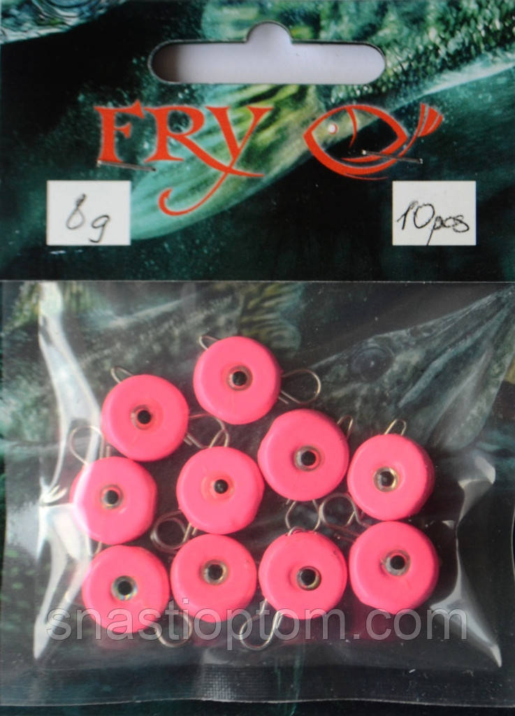 Вантаж для риболовлі вухатий таблетка, ексцентрик, колір Silvereyes Pink, вага 8гр (10шт/уп)