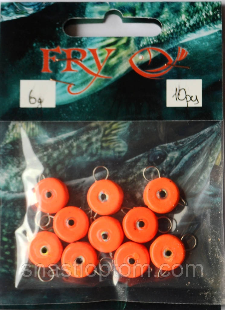 Грузило рибальське вухатий таблетка (ексцентрик) колір Silvereyes Orange, вага 6гр (10шт/уп)