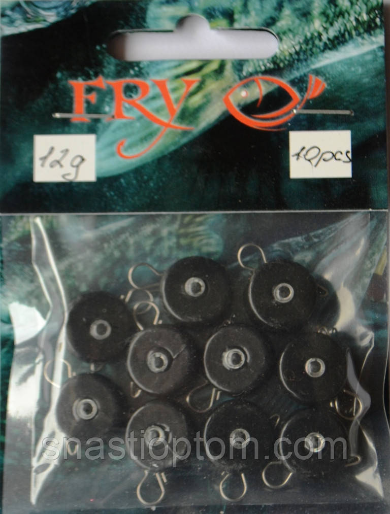 Грузило для риболовлі вухасте, ексцентрик, таблетка, колір Silvereyes Black, 12г (10шт/уп)