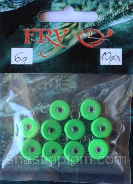 Грузило рибальське вухатий таблетка (ексцентрик) колір Silvereyes Green Apple, 6гр (10шт/уп)