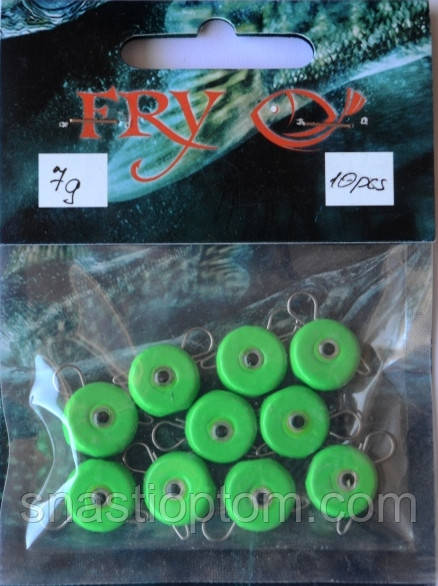 Грузило для риболовлі вухатий таблетка (ексцентрик) колір Silvereyes Green Apple, 7гр (10шт/уп)